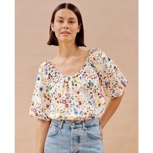 Albaray Cream Buttercup Pressed Floral Top Size UK 10/ US 6